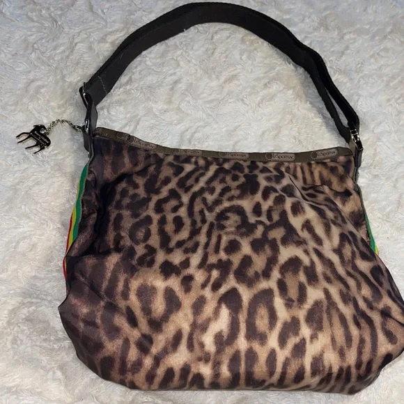 L.A.M.B. Lesportsac Rasta Stripe Leopard Print Shoulder Bag. Gwen Stefani Bag. - Picture 6 of 13